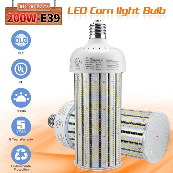 KUKUPPO LED Corn Light Bulb 200W 30,000Lm Replace 1500W HID/MH/HPS