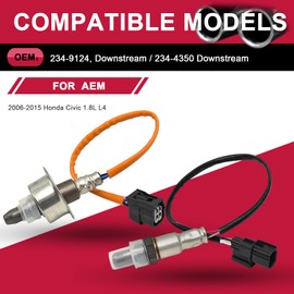 WZODKJ O2 Oxygen Sensor Upstream Downstream for 2006-2015 Honda Civic 1.8L L4,OE 234-9124，234-4350（2PCS）