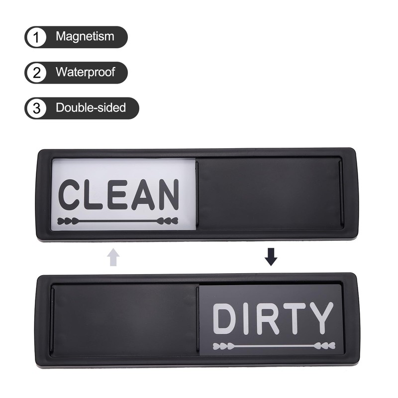 sourcing map Dishwasher Magnet Clean Dirty Sign Black Heart Shape