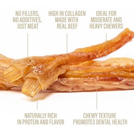 Chewer's Joy Beef Tendons 5–6" (4oz) – Natural Dog Treats – Single Ingredient Long-Lasting Chews, High Protein