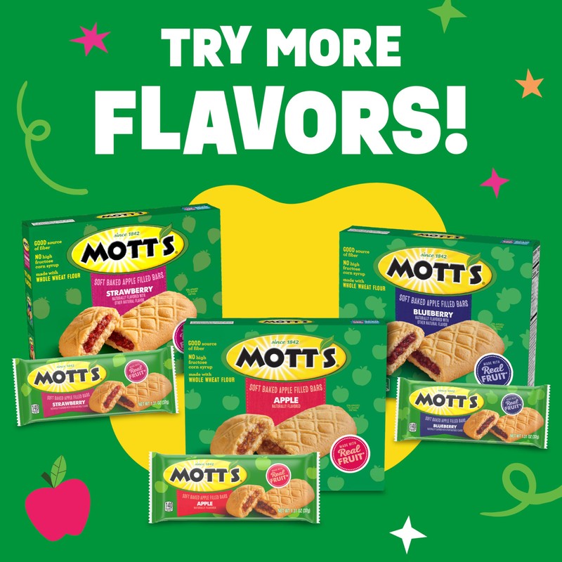 Mott's Soft Baked Apple Filled Bars, Blueberry Flavor Snacks, Made