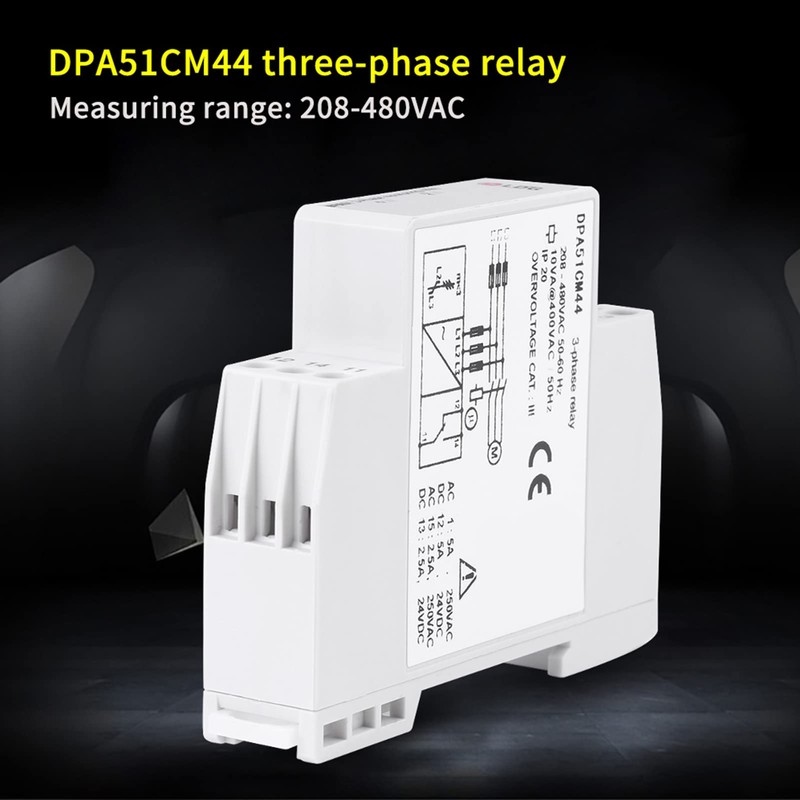 3-Phase Monitoring Relay, DPA51CM44 3-Phase Monitoring Relay Phase Sequence Protector