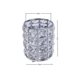 GYWHOOFT Makeup Organizer,Silver Crystal Makeup Brush Holder Organizer Metal Crystal Makeup Brush Holder Home Decor