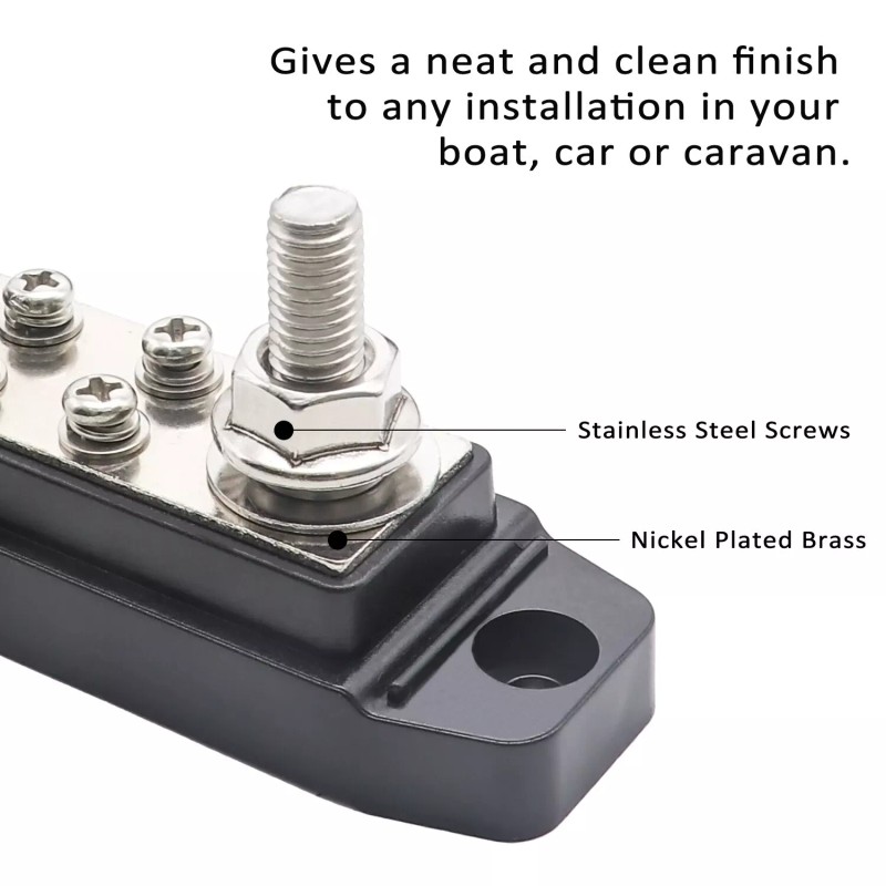 Recoil BB38B Power Distribution Block with Ring Terminals, Black