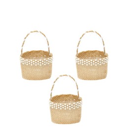 PRETYZOOM 4pcs Burlap Wedding Flower Girl Basket with Flowerfor Vintage Rustic Wedding Ceremony Christmas Decorations Bridal Supplies