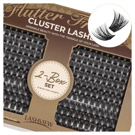 LASHVIEW Lash-Extension-Clusters 336pcs D Curl Lash Clusters Natural Look Cluster Lashes Extensions Super Thin Band & Soft Lashes Reusable 9-16mm MIX (56D)