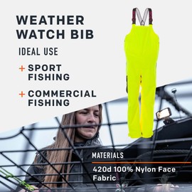 Grundéns Women's Weather Watch Bib | Updated | Waterproof, Stain-Resistant, Hi Vis Yellow, Medium