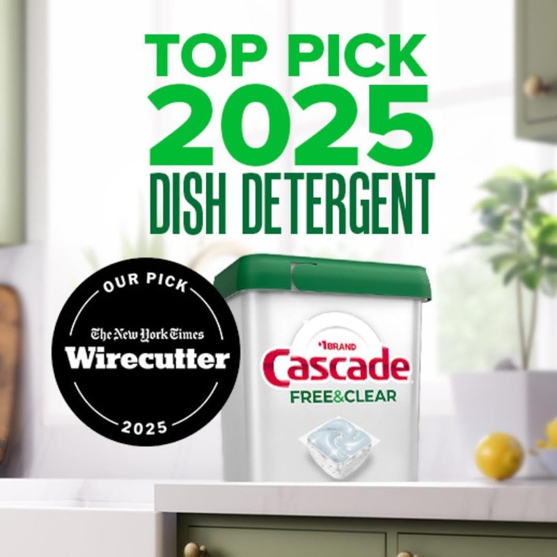 Cascade Free & Clear Dishwasher Pods, Dishwasher Detergent, Dish Detergent
