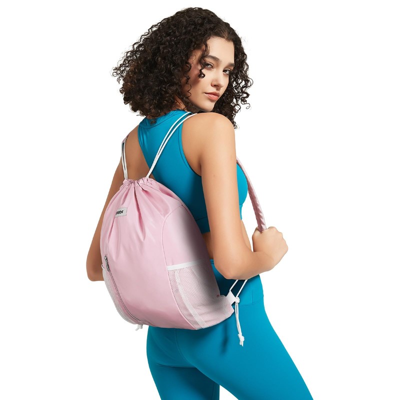 WANDF Drawstring Backpack with Shoulder Pad Sports Gym Backpack with
