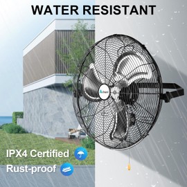 ACHAZEL 18 in. Outdoor Weatherproof Fan, 3-Speed High Velocity Wall Mounted Fan Industrial Grade for Patio, Commercial, Garage, and Gazebo, 4300 CFM