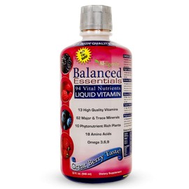 Wellgenix Balanced Essentials Liquid Vitamin for High Absorption - Nutritional Multivitamin Supplement - Boosts Immune System and Overall Health - Berry Flavor (32 oz)