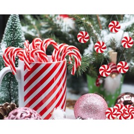 GuassLee 60Pcs Candy Canes Christmas Tree Decorations-Plastic Peppermint Candy Cane Ornaments for Christmas Tree Decor Candy Lollipop Craft Christmas Party Supplies, White,red