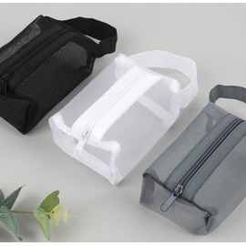 Mini Mesh Cosmetic Square Travel Pouch Bag Gray 5ea