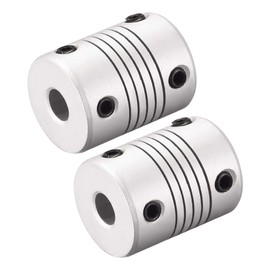 sourcing map 2 Pieces 8 mm to 8 mm Aluminium Alloy Rod Flexible Coupling Motor Plug Connection L25 x D19 Silver