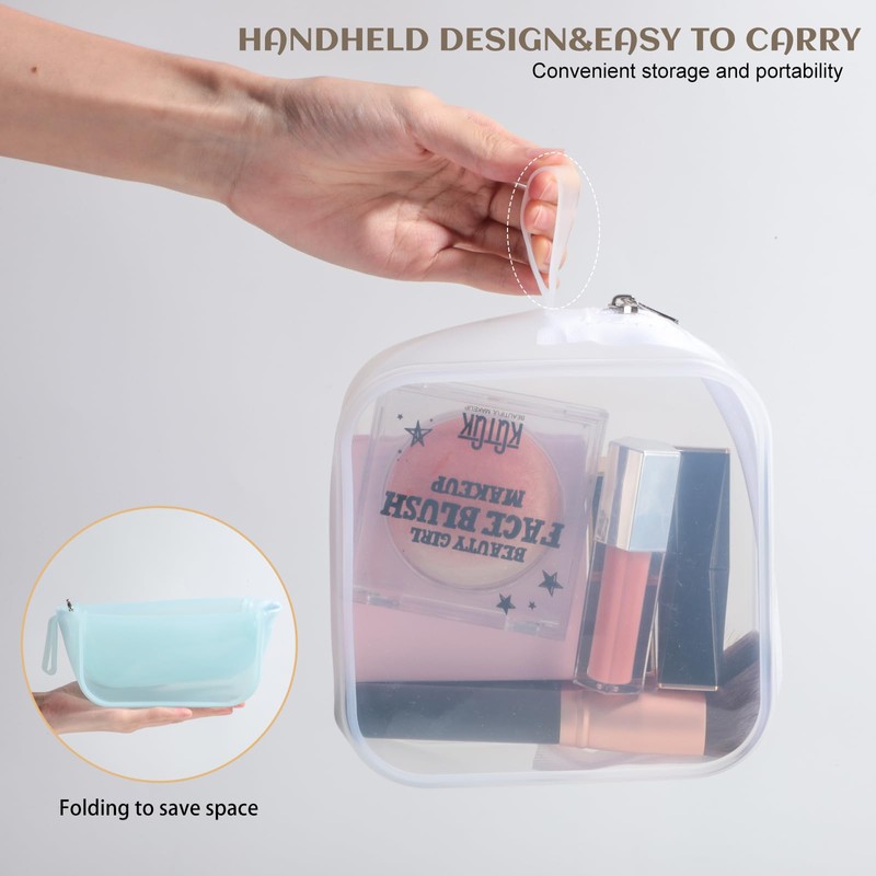 BS-MALL Silicone Travel Makeup Bag – Transparent Cosmetic Storage Pouch,