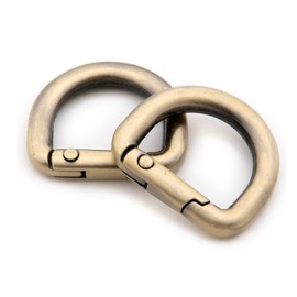 Metal D-Rings, 10 PCS Spring Opening Purse Making Clip Key Ring Holder (Brushed Brass,3/5")
