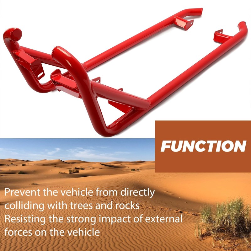 ECOTRIC Red Nerf Bars Rock Sliders Compatible with 2014-2023 Polaris