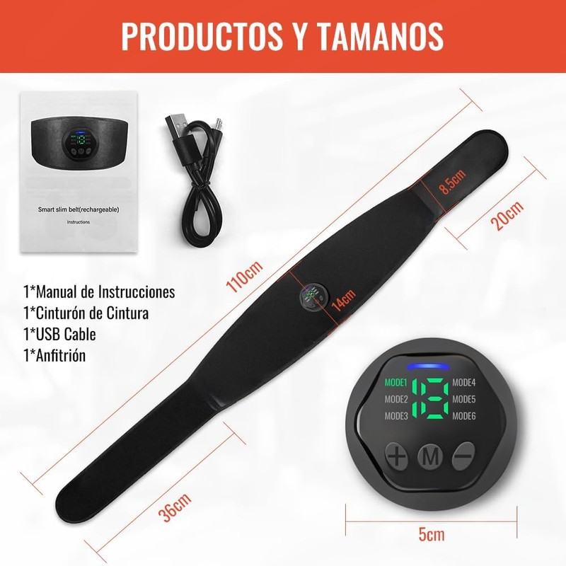 Estimulador de ABS, Cinturón de Tonificación Abdominal