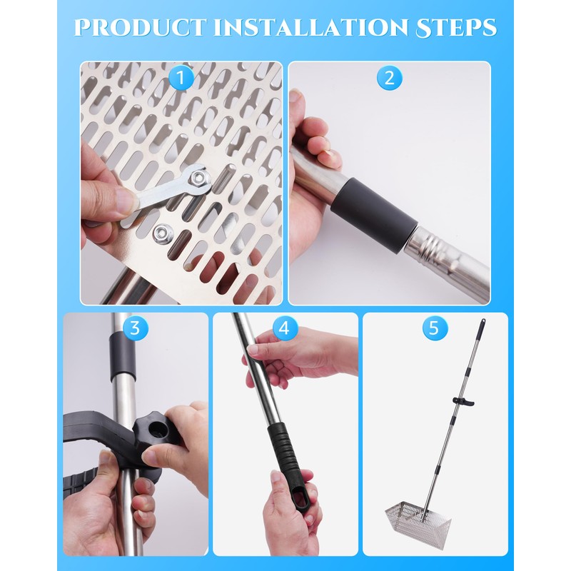 Sand Flea Rake 16" Wide - Detachable 54" Handle with