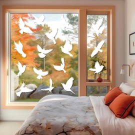 PESTEZE White Hummingbirds Anti Collision Static Cling Decals for Windows to Prevent Wild Bird Strikes [37 Decals/9 Pages] Bird Alert Window Decal Saves Birds from Window Strikes & Help Them Soar