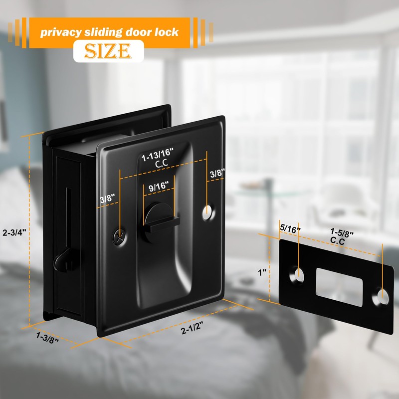 HILLMASTER Pocket Door Hardware, Matte Black Solid Brass Pocket Door
