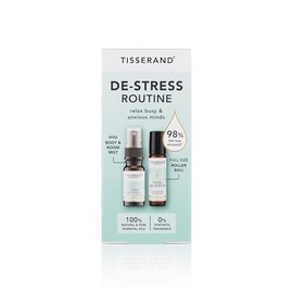 Tisserand - De-Stress Routine Duo - Blend of Nutmeg, Orange and Geranium Essential Oil - Natural Pure Essential Oils - for Busy and Anxious Minds - 1 x 10ml Roller Ball and 1 x 9ml Mini Mist