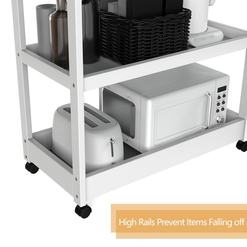 FoverOne Bamboo Kitchen Storage Cart on Wheels, 3 Tier Wood