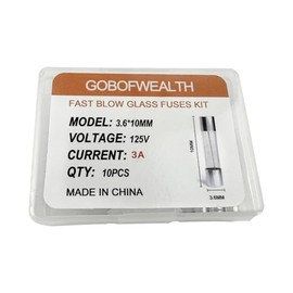 3.6x10mm 3A 5amp 125V 0.14x0.39 Inch F5AL125VMini Fuse Fast-Blow Glass Fuses (Pack of 10)