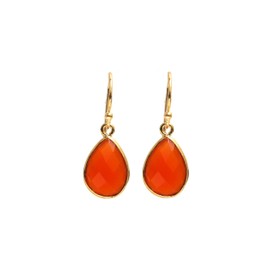 Gempires Carnelian Teardrop Earrings, Natural Gemstone Dangle Drop Jewelry, Hypoallergenic 14k Gold-Plated, Healing Crystal Everyday Wear, Thoughtful Gift for Mom, Wife, or Friend (Carnelian)