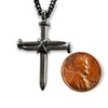 Cross 3 Nails Wire Wrapped Dark Metal Finish Pendant Dark