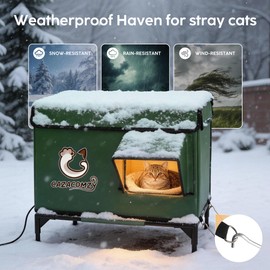 Weather Resistant Outdoor Cat House Green 24" x 20" x 15"