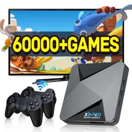 Kinhank 2025 New Super Console X2 Pro Built-in 60,000+ Classic Games,Retro Video Console Compatible with 60+ Emulators, Android 9.0&Emuelec 4.6 Game System,4K UHD Output,2.4G/5G, BT 5.0,Gift for Friends