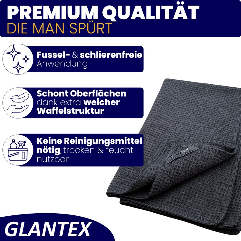 GLANTEX 4 x Waffle Towels - Premium Microfibre Drying Cloth