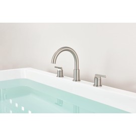 SITGES Brushed Nickel High-Arc Bathtub Faucet,Solid Brass,2-Handle Deck Mount Tub Faucet,3-Hole Roman Bath Tub Faucet Set with Valve