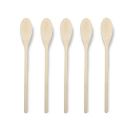 KO&CO Wooden Cooking Spoon Made of Untreated Beech Wood, 1 Cooking Spoon Set with 5 Oval Spoons of 30 cm, Wooden Cutlery Handmade Kitchen Utensil Wood, Practical Wooden Spoon, Wooden Cooking Spoon