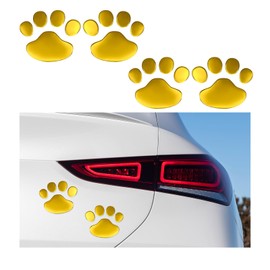 Suvnie 4 PCS Bling Dog Paw Car Decal, Crystal Rhinestone Dog Paw Print Stickers, Auto Bumper Window Laptops Decor Emblem Decal, Sparkly Exterior Car Accessories for Women Girls (Golden)