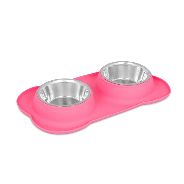 Internet's Best Bone Dog Bowl Set - Double Stainless Steel