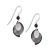 Silver Forest Silvertone with Black Three Layer Dangle Earrings