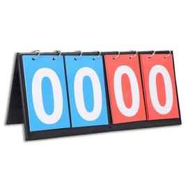 Sports Scoreboard, 2/3/4 Digit Portable Flip Scoreboards Sports Competition Score Board Table Top Score Counter Digital Scoreboard for Table Tennis Basketball Volleyball Football and Others(4-digit)