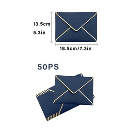 Pack of 50 Envelopes, 13.5 x 18.5 cm, Luxurious Envelopes, Paper Envelopes, Invitation Envelopes, Letter Envelopes, Suitable for Weddings, Birthdays, Parties, Graduations (Blue)