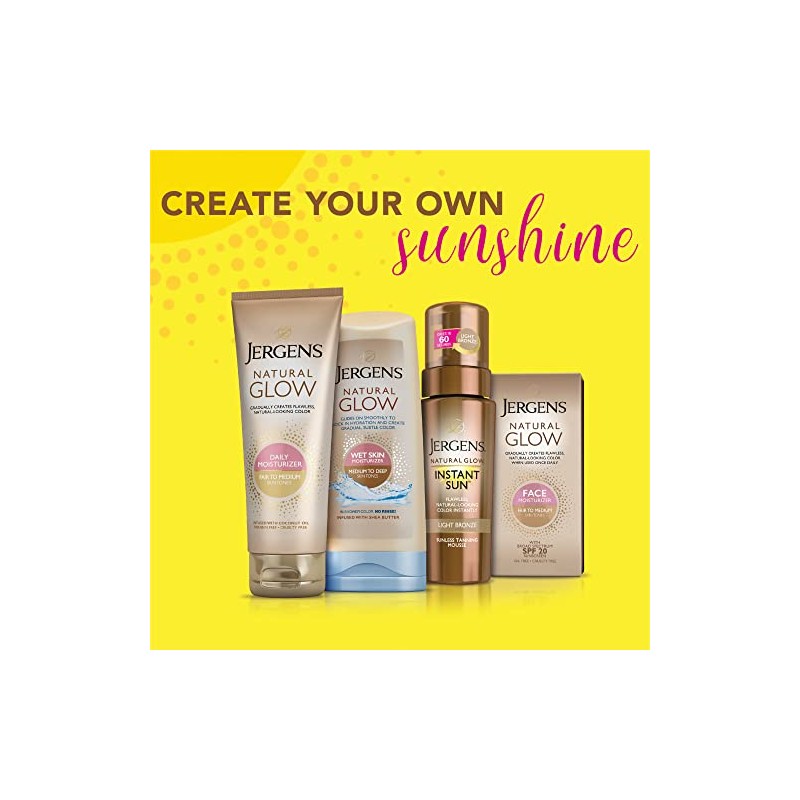 Jergens Natural Glow Instant Sun Sunless Tanning Moisturizer + Bronzer,