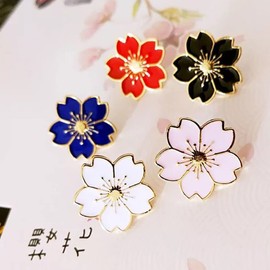 5 Pieces Cute Sakura Brooch, Cherry Blossom Pin Flower Brooch Coat Collar Badge Clothing Bag Accessory for Women Men Girls Boys