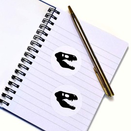 24 x 40mm Round 'Dinosaur Skull' Stickers (SK00013008)