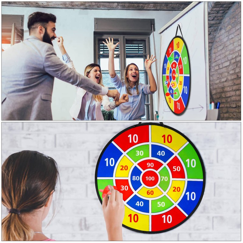 SULOLI Double-Sided Dinosaur Dartboard, Children's Foldable Throwing Game with 12