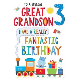 Juvenile Birthday Card Age 3 Great Grandson - 9 x 6 inches - Regal Publishing