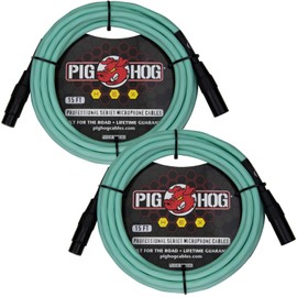 Pig Hog PHMH15SG Hex Series XLR Mic Cable - Seafoam Green - 2 Pack (15 Feet)