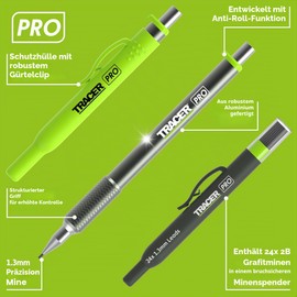 Tracer Pro Mechanical Pencil 1.3mm - Construction Pen with 24 Refills & Holster