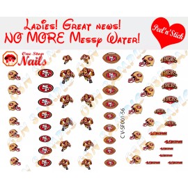 One Stop Nails Set of 56 San Francisco 49ers Clear Vinyl Peel'n'Stick Nail Decals CV-NF-SF1-56
