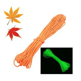 Orange Paracord, Glow in The Dark Paracord (Tm) 9-Strand 550 Luminous Fluorescent Paracord Parachute Cord Orange 25Ft Rope Outdoor Survival Safe Rope Set for DIY Hand Woven