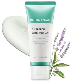 MOTHER MADE Gel exfoliante facial vegano con té verde, vitamina E, ácido hialurónico, 3.38 onzas líquidas. Exfoliante facial suave y natural, limpieza, exfoliación física, cuidado de la piel coreano